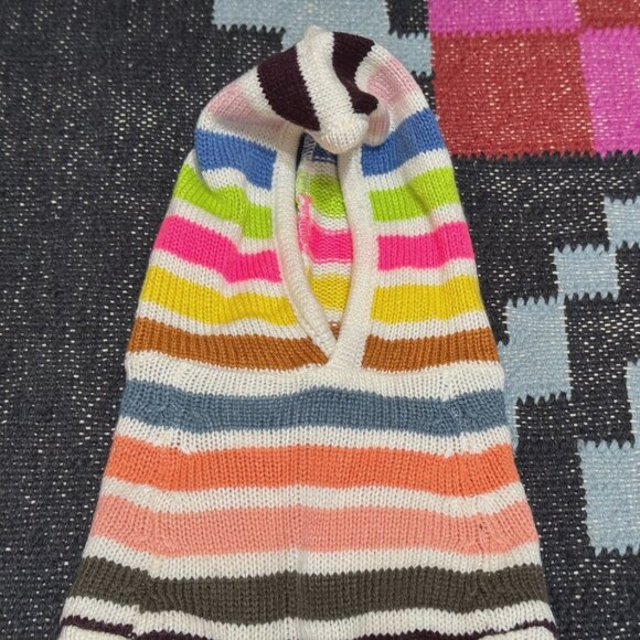 GAP Crazy Stripe Hoodie Knit Dog Sweater, Bright Multi-Color Stripes, XS/S - Picture 4 of 14
